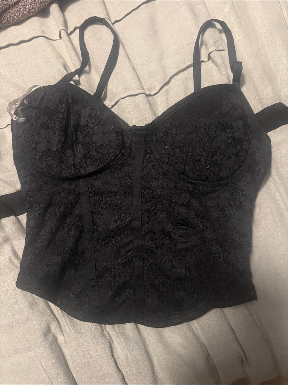 Black Lace Longline Bustier Top - Women Intimates